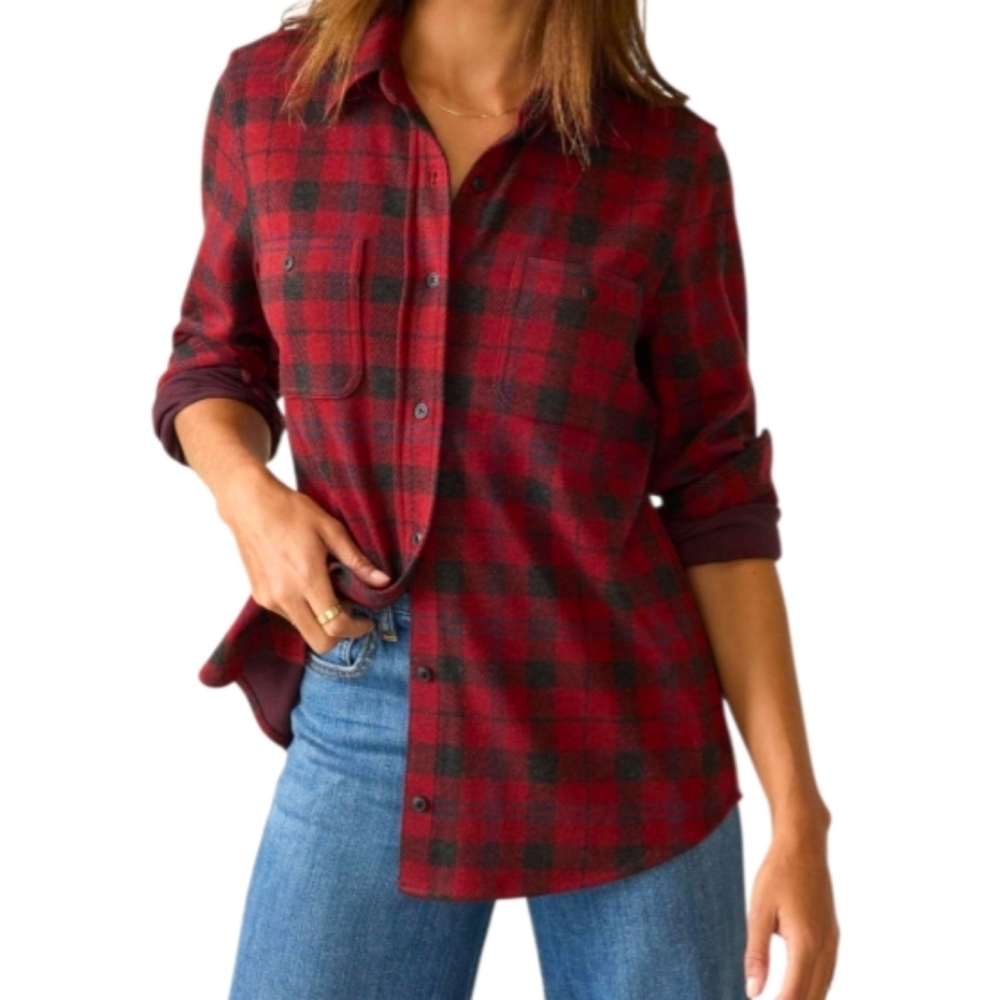 Faherty Legend Sweater Shirt Cherry Creek Plaid Size XS
